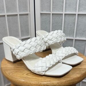 Women’s White Braided Woven Heels Size 10